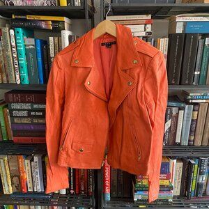Theory Elenian Leather Coat Jacket, size M